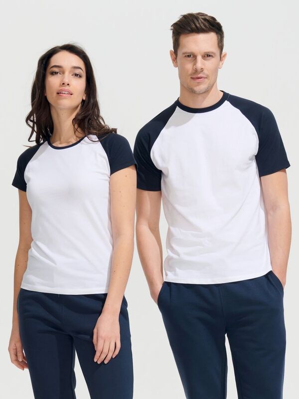 Футболка мужская двухцветная Funky 150, белая с темно-синим арт.1890.64