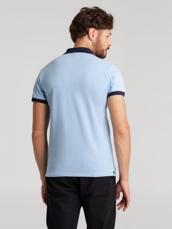Рубашка поло Prince 190, голубая с темно-синим арт.6085.14
