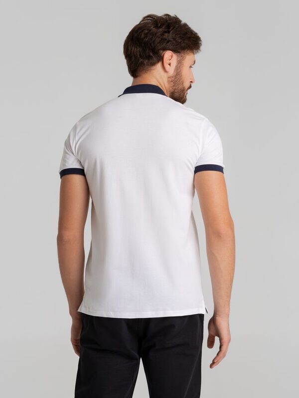 Рубашка поло Prince 190, белая с темно-синим арт.6085.60