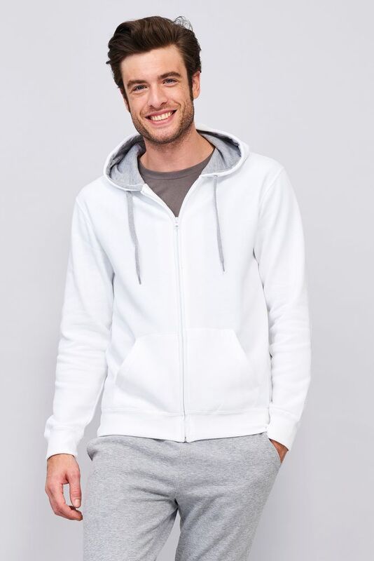 Толстовка мужская на молнии Soul Men 290 с контрастным капюшоном, белая арт.5234.60