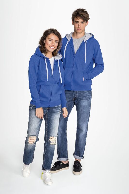 Толстовка мужская на молнии Soul Men 290 с контрастным капюшоном, темно-синяя арт.5234.40