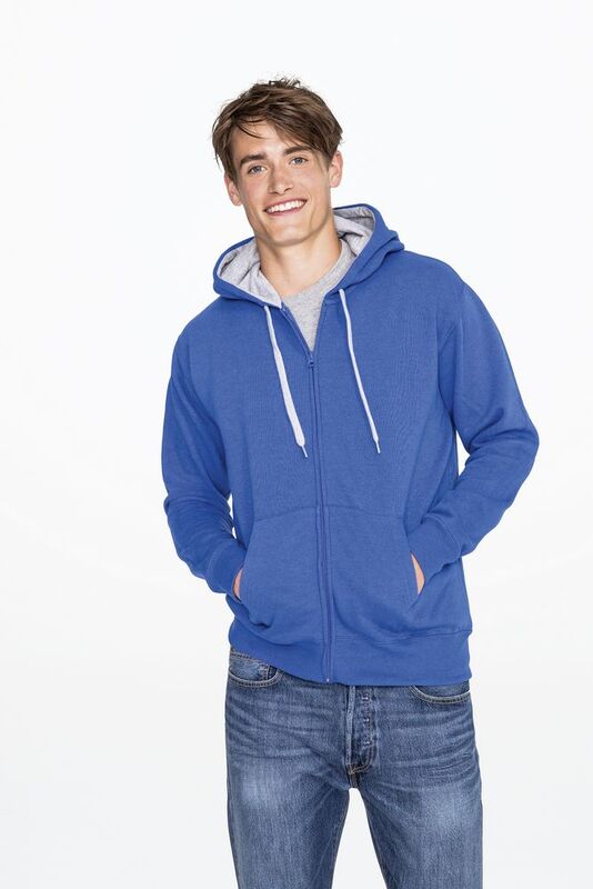 Толстовка мужская на молнии Soul Men 290 с контрастным капюшоном, ярко-синяя арт.5234.44