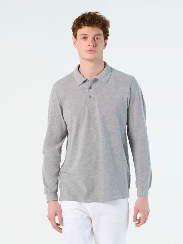 Рубашка поло мужская с длинным рукавом Star 170, серый меланж арт.5420.10