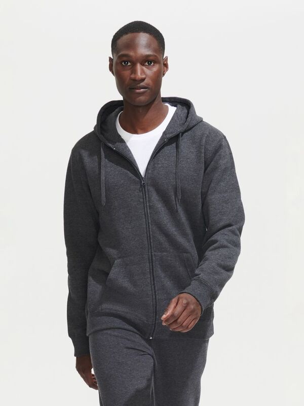 Толстовка мужская на молнии с капюшоном Seven Men, серый меланж арт.5573.10