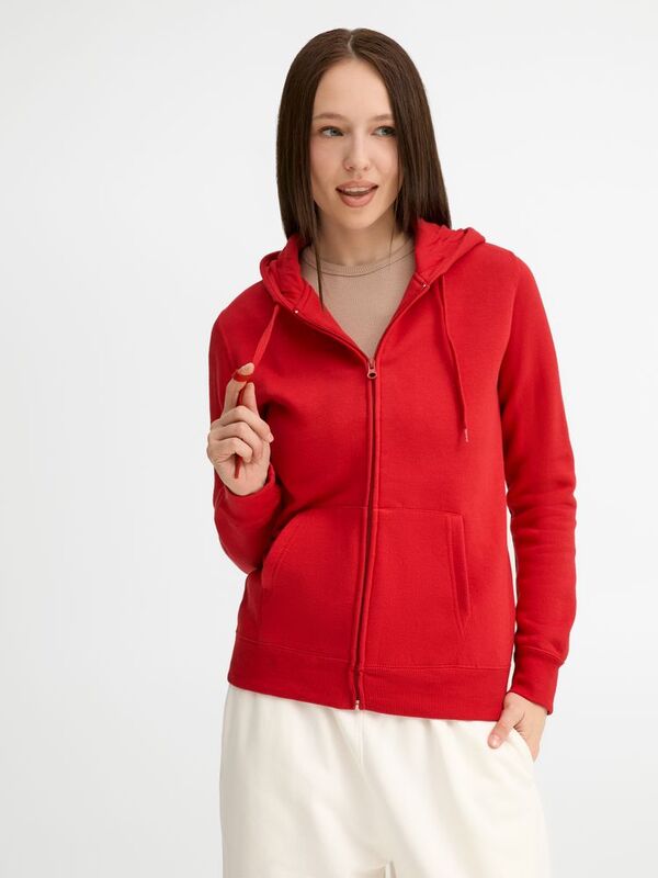 Толстовка женская на молнии с капюшоном Seven Women, красная арт.5574.50