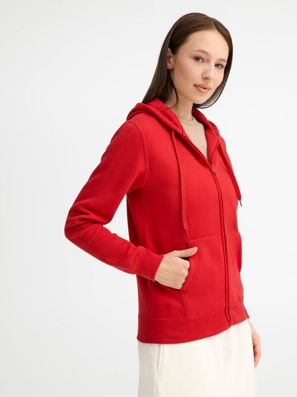 Толстовка женская на молнии с капюшоном Seven Women, красная арт.5574.50