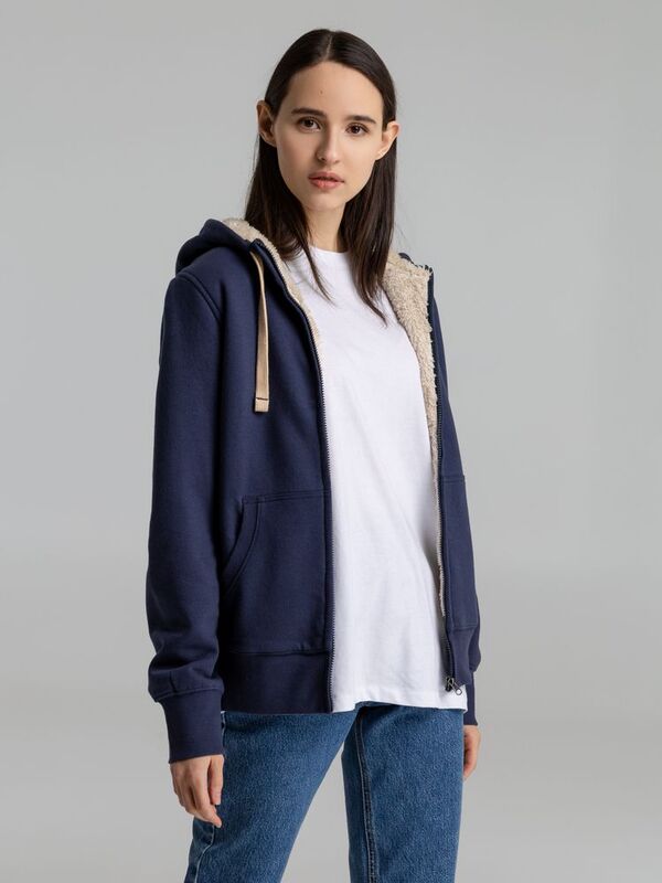 Толстовка унисекс на молнии Sherpa 280, темно-синяя арт.5974.40