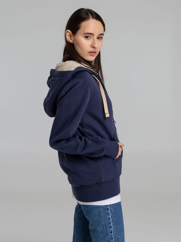 Толстовка унисекс на молнии Sherpa 280, темно-синяя арт.5974.40