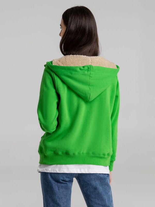 Толстовка унисекс на молнии Sherpa 280, ярко-зеленая арт.5974.90