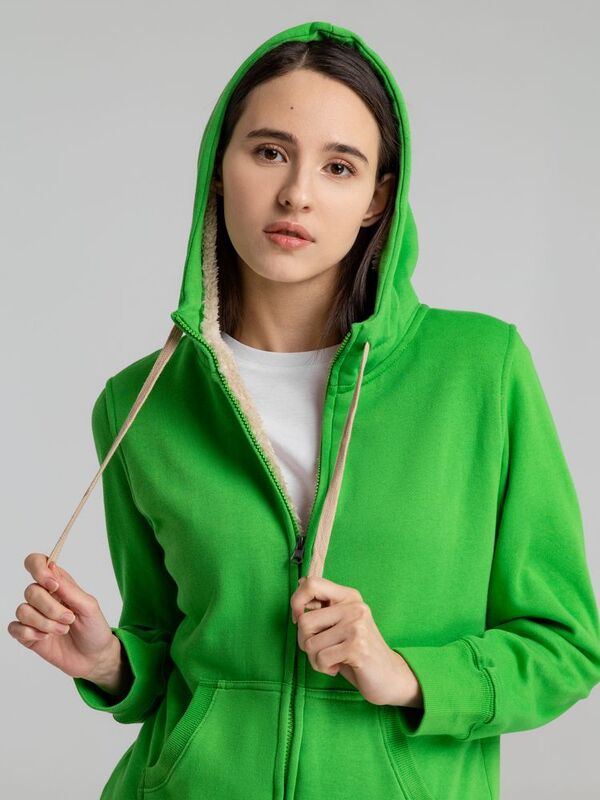 Толстовка унисекс на молнии Sherpa 280, ярко-зеленая арт.5974.90