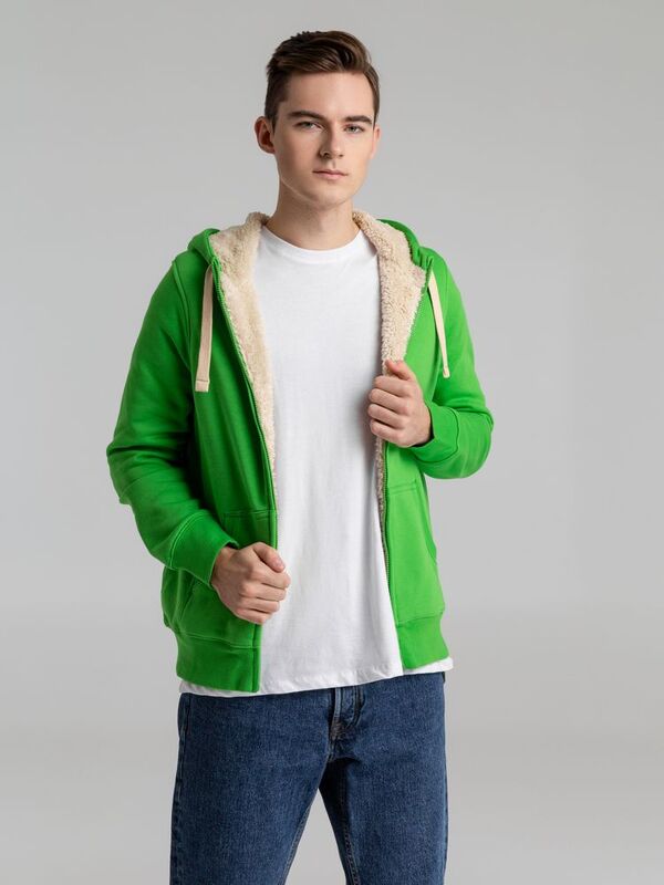 Толстовка унисекс на молнии Sherpa 280, ярко-зеленая арт.5974.90