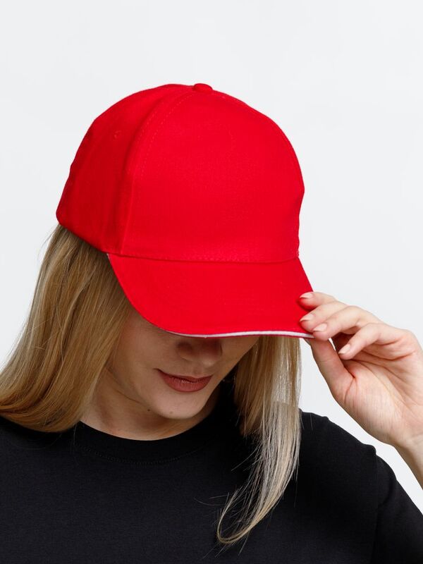 Бейсболка Long Beach, красная с белым арт.6538.56