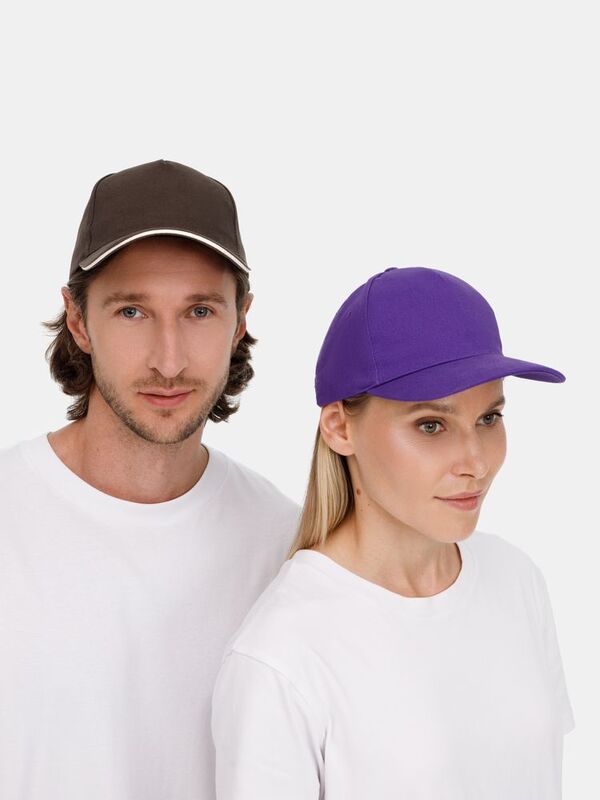 Бейсболка Long Beach, коричневая с бежевым арт.6538.51