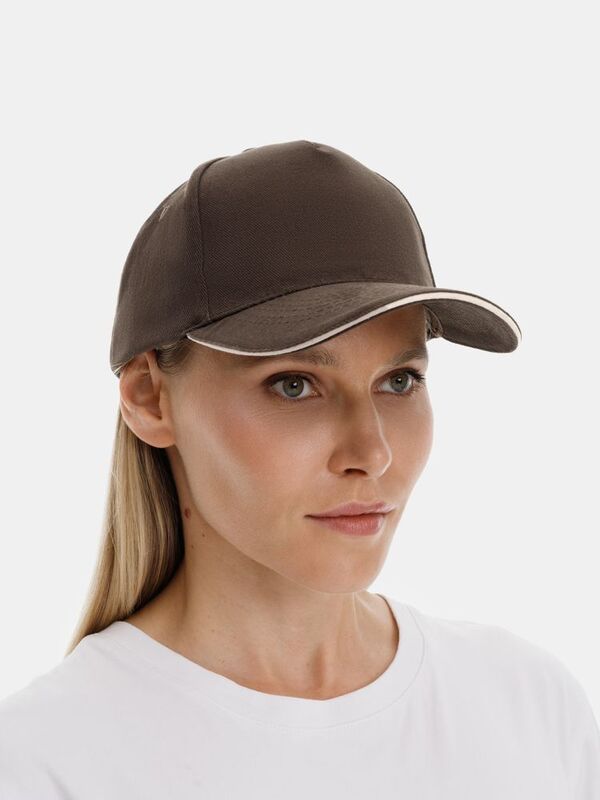 Бейсболка Long Beach, коричневая с бежевым арт.6538.51