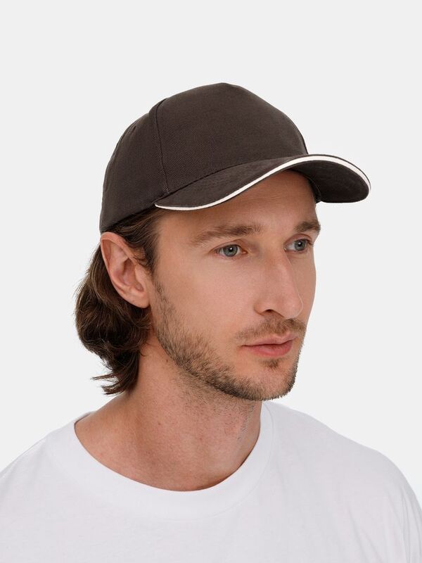 Бейсболка Long Beach, коричневая с бежевым арт.6538.51