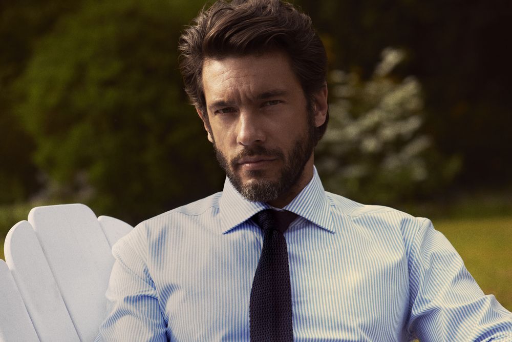 Рубашка мужская в полоску Reno, темно-синяя арт.6561.40