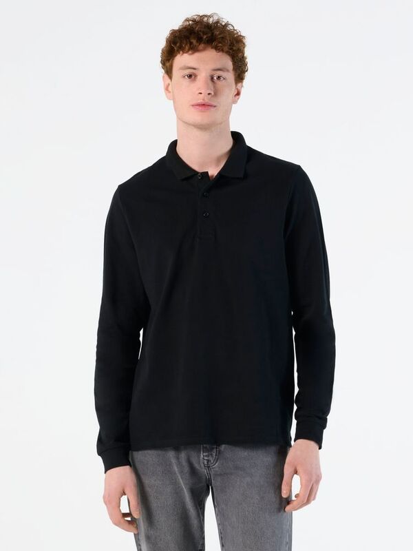 Рубашка поло мужская с длинным рукавом Winter II 210 голубая арт.11353200