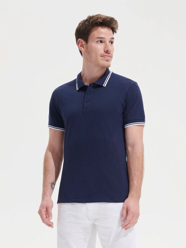 Рубашка поло мужская Pasadena Men 200 с контрастной отделкой, зеленая с белым арт.5851.96