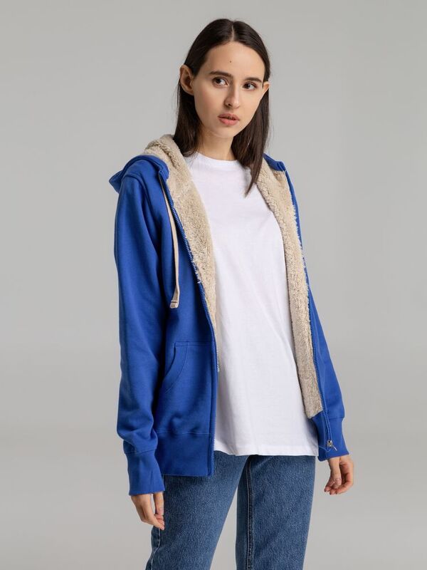 Толстовка унисекс на молнии Sherpa 280, ярко-синяя арт.5974.44