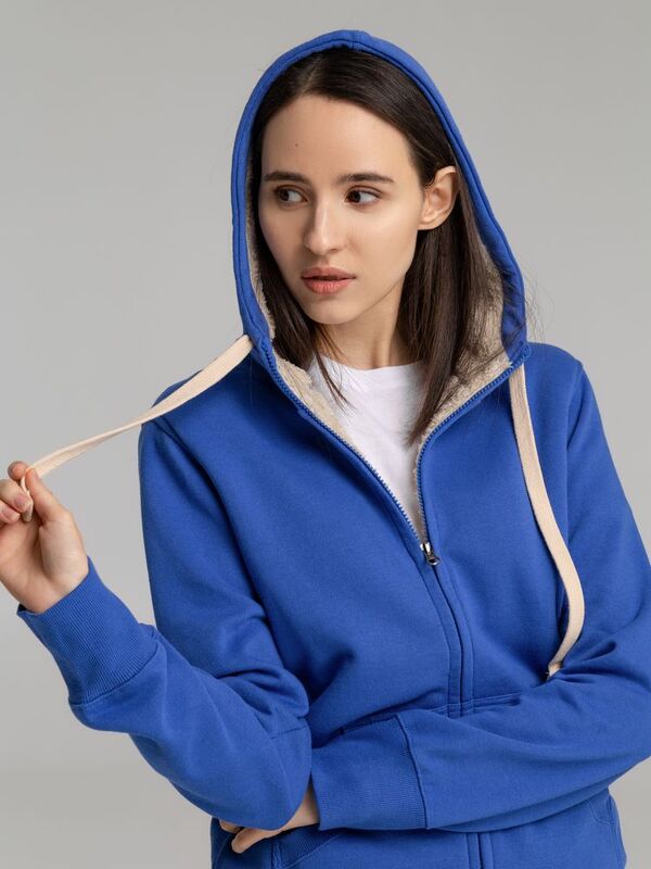 Толстовка унисекс на молнии Sherpa 280, ярко-синяя арт.5974.44