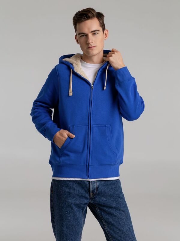 Толстовка унисекс на молнии Sherpa 280, ярко-синяя арт.5974.44