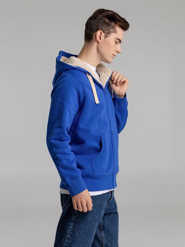 Толстовка унисекс на молнии Sherpa 280, ярко-синяя арт.5974.44