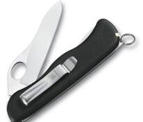 Солдатский нож с фиксатором лезвия Sentinel One Hand Clip, черный арт.7750.30