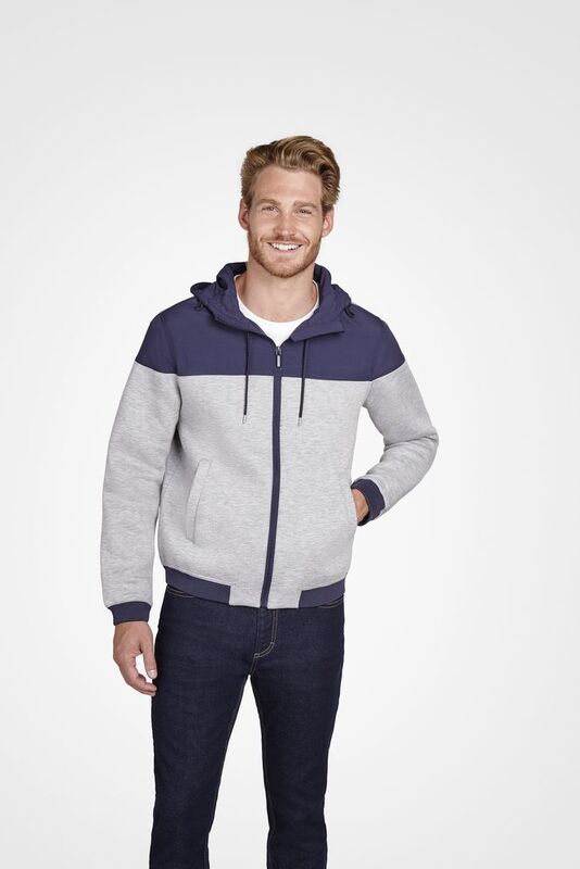 Куртка унисекс Voltage, серый меланж с темно-синим арт.01645508