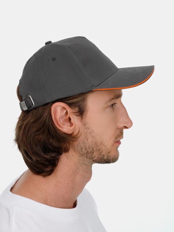 Бейсболка Long Beach, серая с оранжевым арт.6538.12