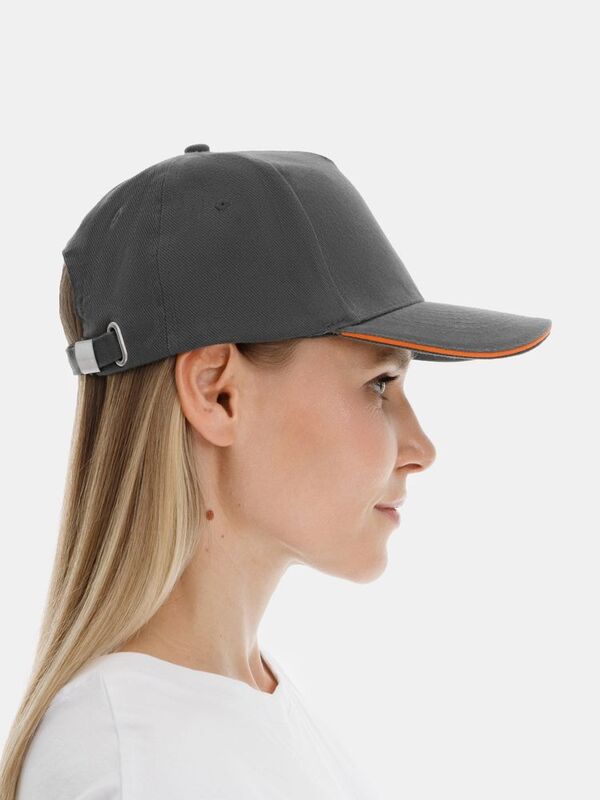 Бейсболка Long Beach, серая с оранжевым арт.6538.12