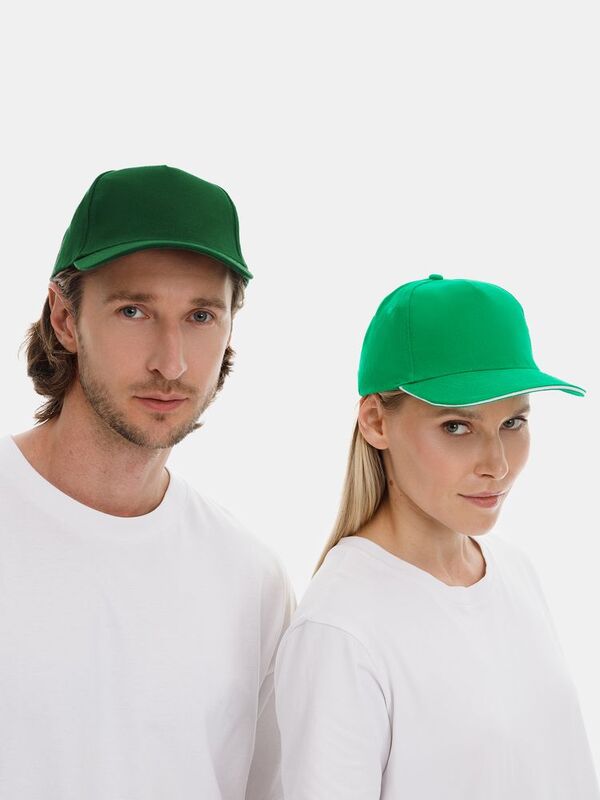 Бейсболка Long Beach, ярко-зеленая с белым арт.6538.92