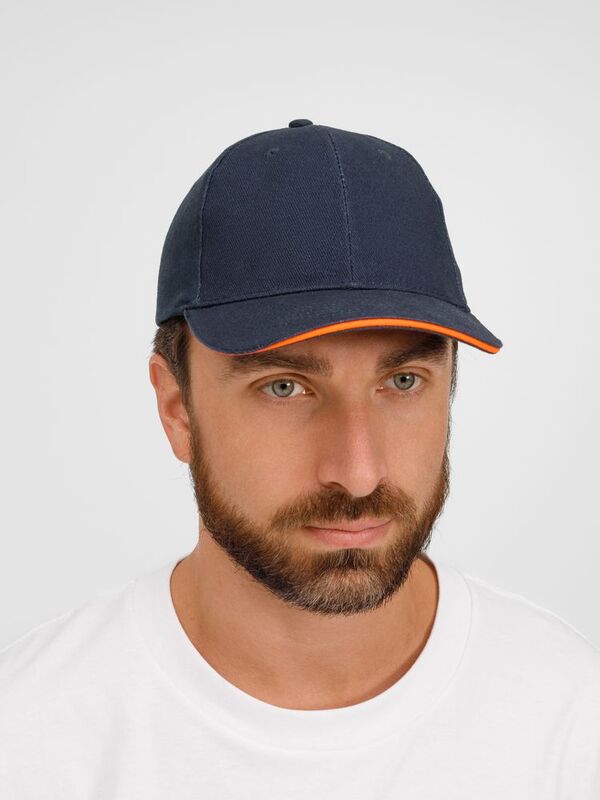 Бейсболка Buffalo, темно-синяя с неоново-оранжевым арт.6404.42