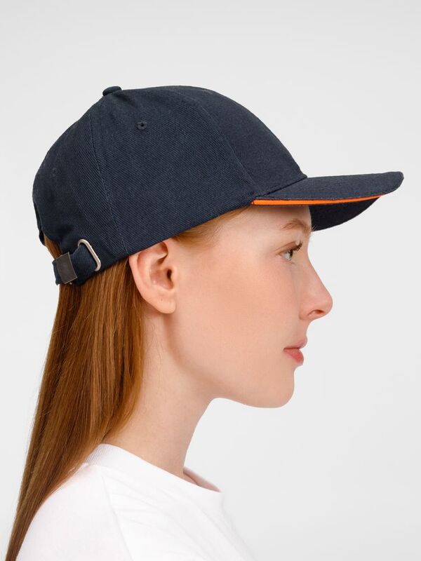 Бейсболка Buffalo, темно-синяя с неоново-оранжевым арт.6404.42