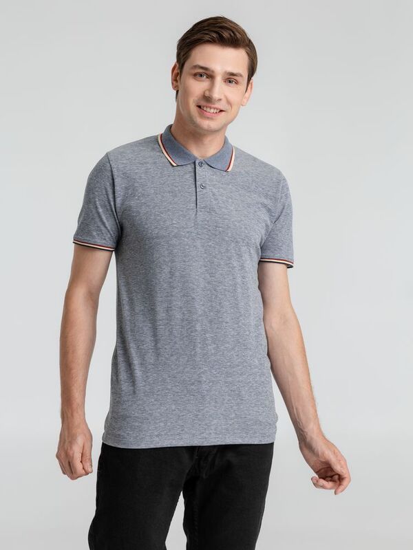 Рубашка поло мужская Paname Men, голубой меланж арт.02081218