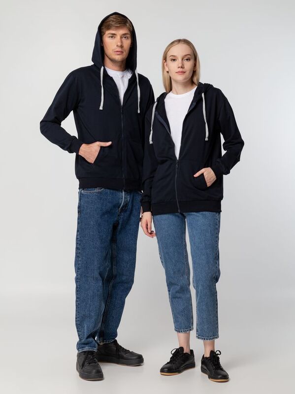 Толстовка на молнии с капюшоном Unit Siverga, темно-синяя арт.6895.40