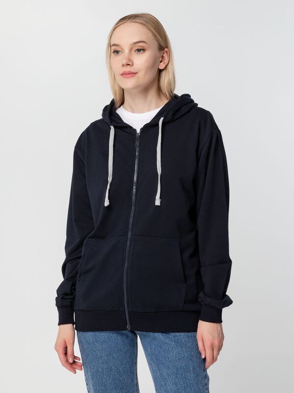 Толстовка на молнии с капюшоном Unit Siverga, темно-синяя арт.6895.40