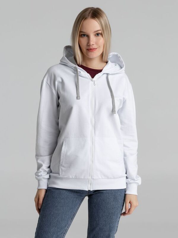 Толстовка на молнии с капюшоном Unit Siverga, белая арт.6895.60