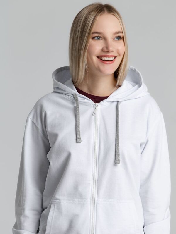 Толстовка на молнии с капюшоном Unit Siverga, белая арт.6895.60