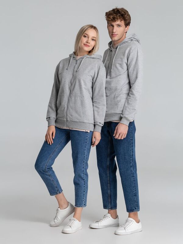 Толстовка на молнии с капюшоном Unit Siverga, серый меланж арт.6895.11