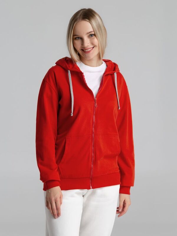 Толстовка на молнии с капюшоном Unit Siverga, красная арт.6895.50