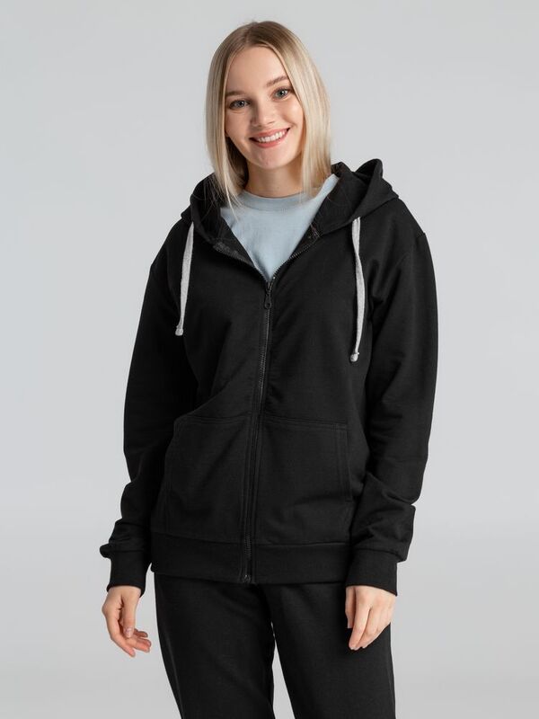Толстовка на молнии с капюшоном Unit Siverga, черная арт.6895.30