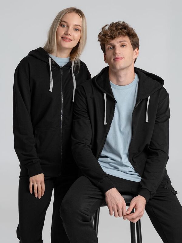 Толстовка на молнии с капюшоном Unit Siverga, черная арт.6895.30