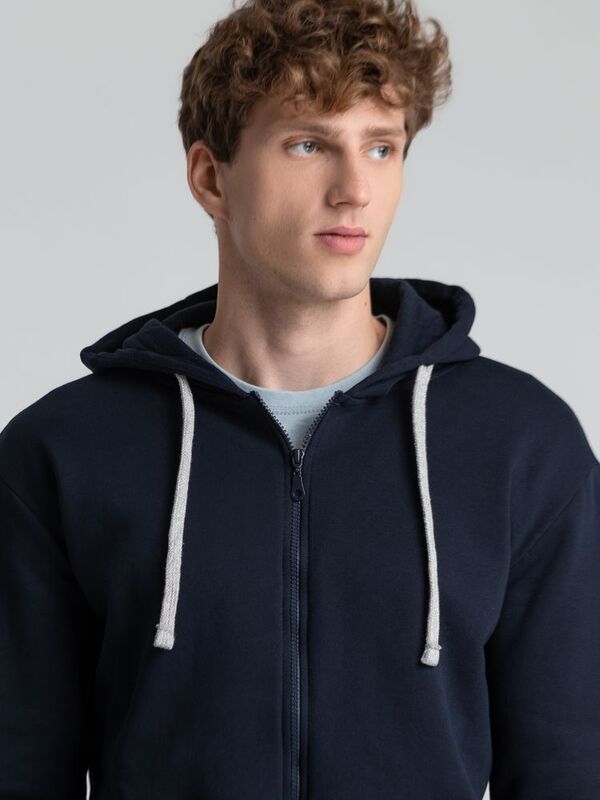 Толстовка на молнии с капюшоном Unit Siverga Heavy, темно-синяя арт.6927.40