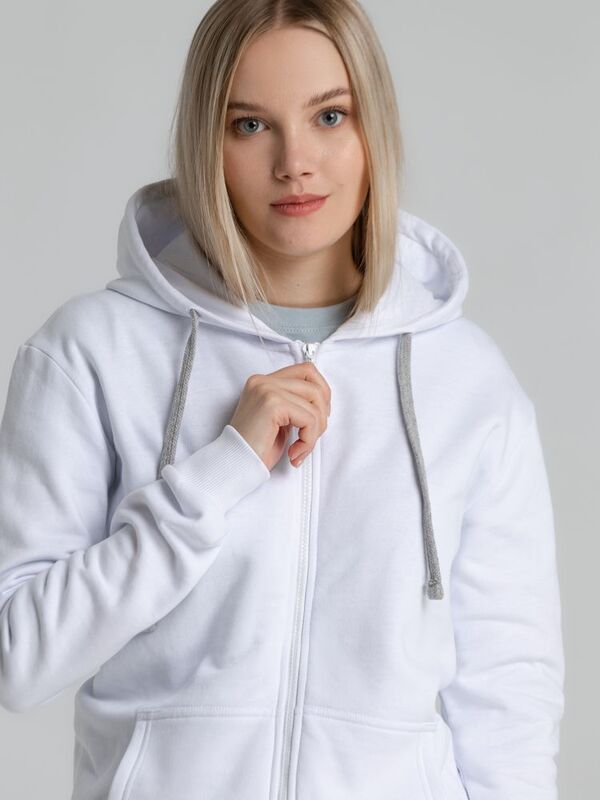 Толстовка на молнии с капюшоном Unit Siverga Heavy, белая арт.6927.60