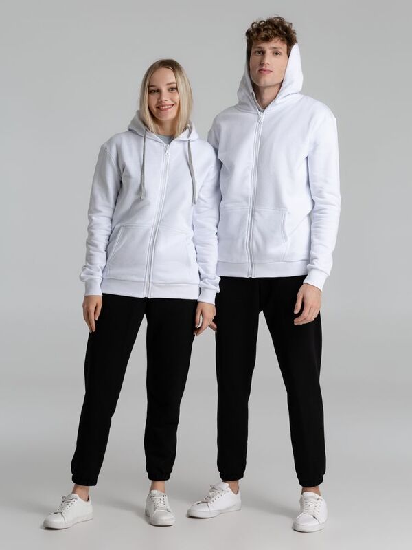 Толстовка на молнии с капюшоном Unit Siverga Heavy, белая арт.6927.60