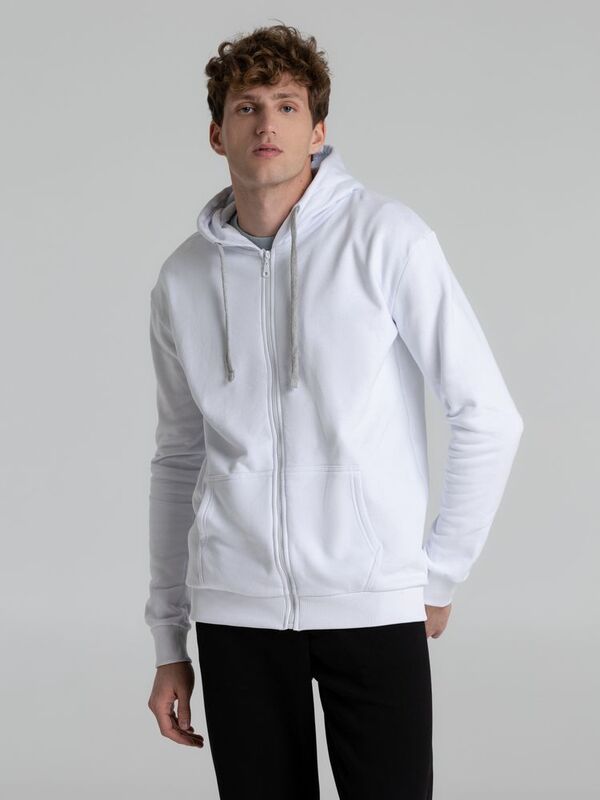 Толстовка на молнии с капюшоном Unit Siverga Heavy, белая арт.6927.60