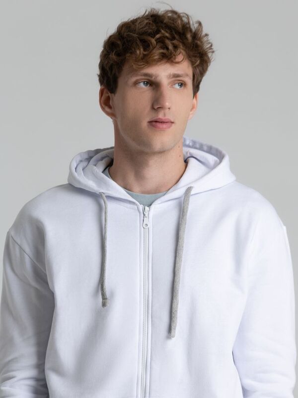 Толстовка на молнии с капюшоном Unit Siverga Heavy, белая арт.6927.60