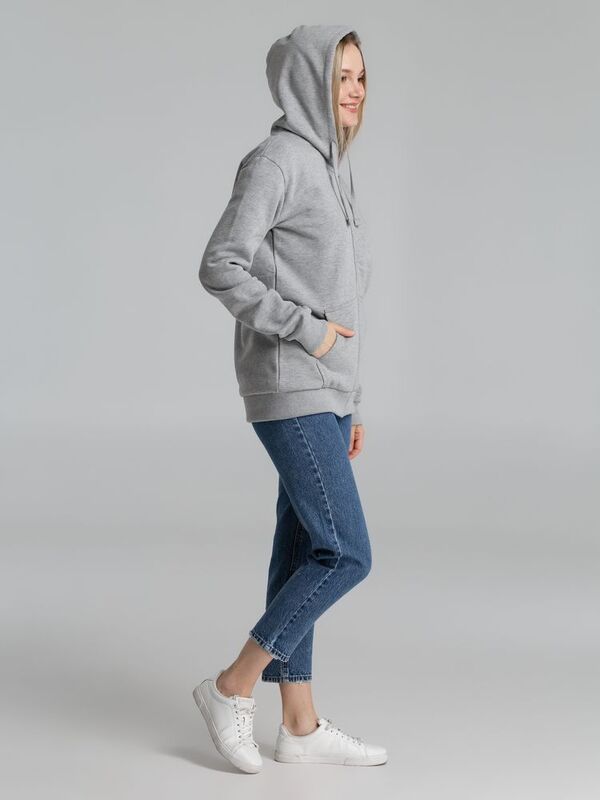Толстовка на молнии с капюшоном Unit Siverga Heavy, серый меланж арт.6927.11