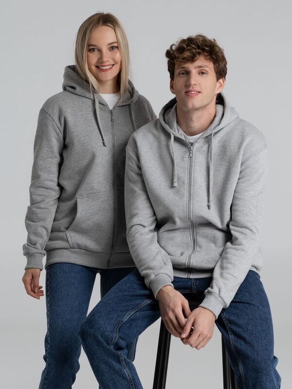Толстовка на молнии с капюшоном Unit Siverga Heavy, серый меланж арт.6927.11