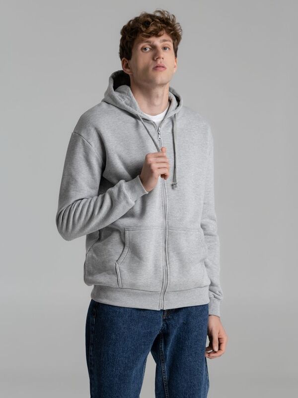 Толстовка на молнии с капюшоном Unit Siverga Heavy, серый меланж арт.6927.11
